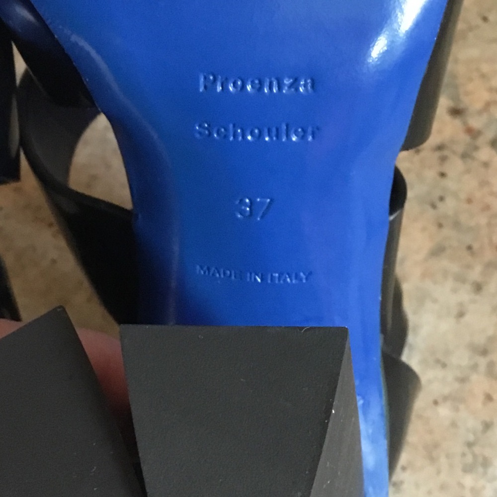 Proenza Schouler Black Blue Patent Leather Strappy Heels Sandals - Picture 11 of 16